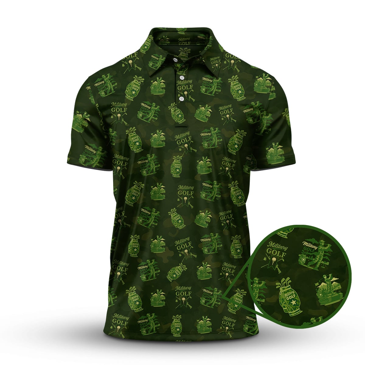 Military Golf Pattern Shirt, Army Golf Shirts For Golf Lovers, Golf Gift For Men's