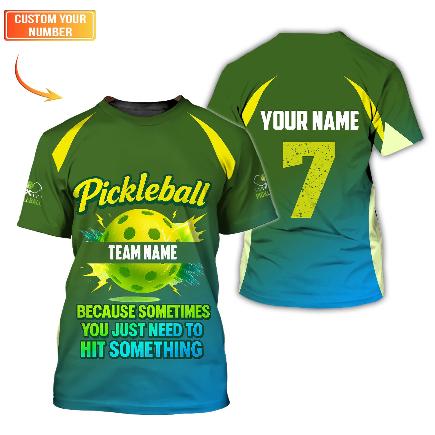 Funny Pickleball Team Jersey, Custom Name & Number Pickleball Shirt, “Because Sometimes You Just Need to Hit Something” Shirts