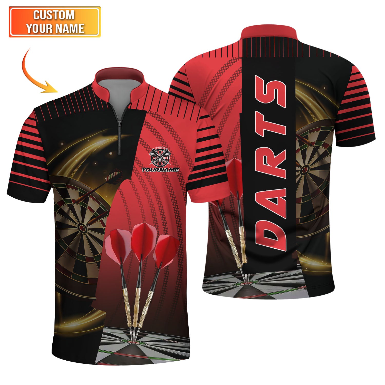Custom Name Darts Jersey, Professional Dart Player Shirt, Personalized Darts Polos