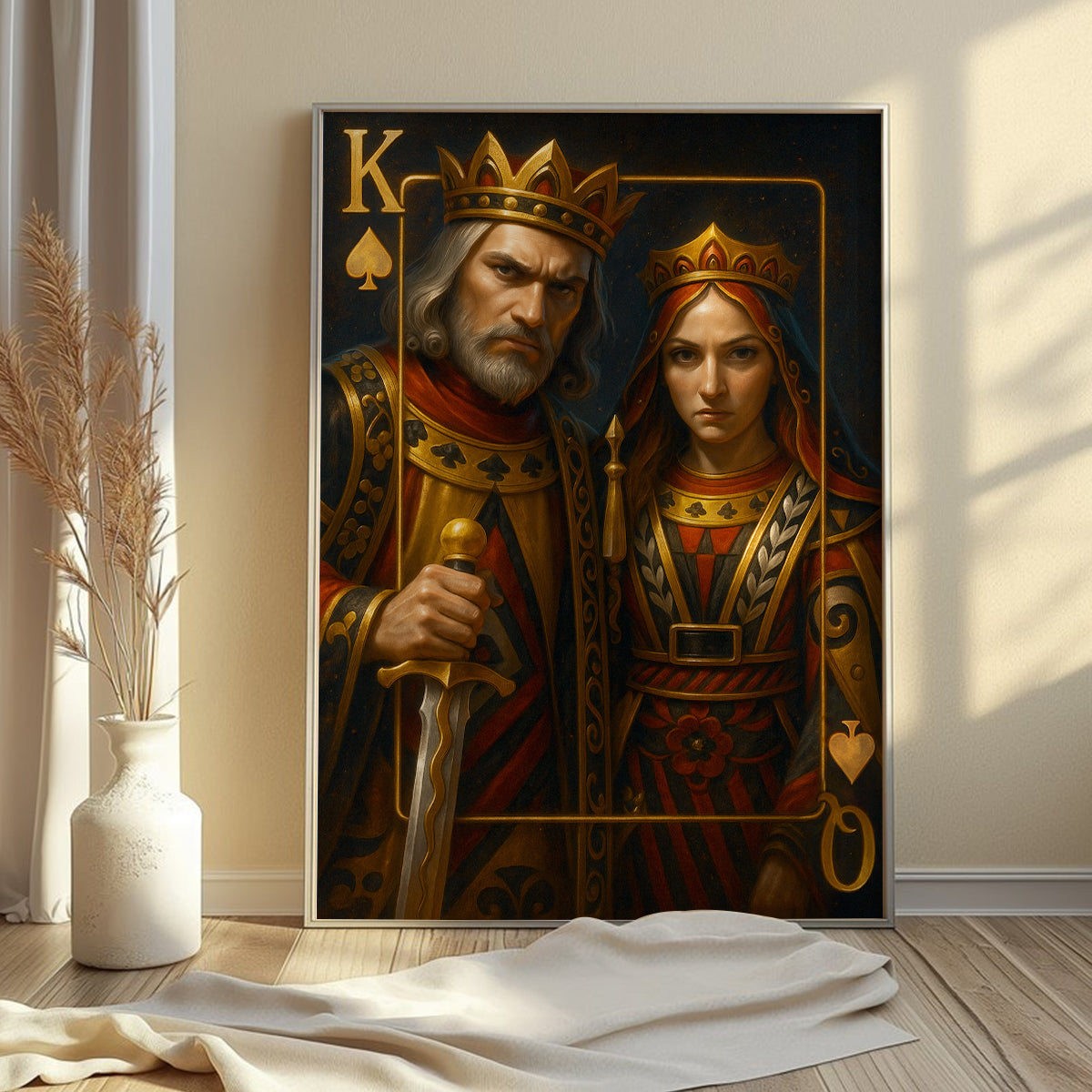 King And Queen Playing Card Poker Poster, Poker Canvas for Game Room, Gift For Poker Player