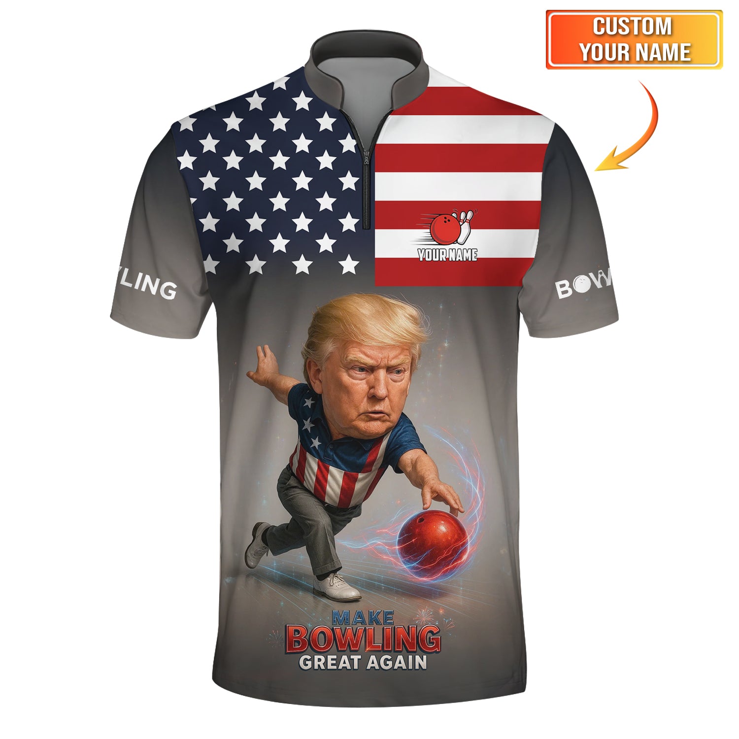 Make Bowling Great Again Trump Personalized Shirt – Custom Team Bowling Jersey for Club Players