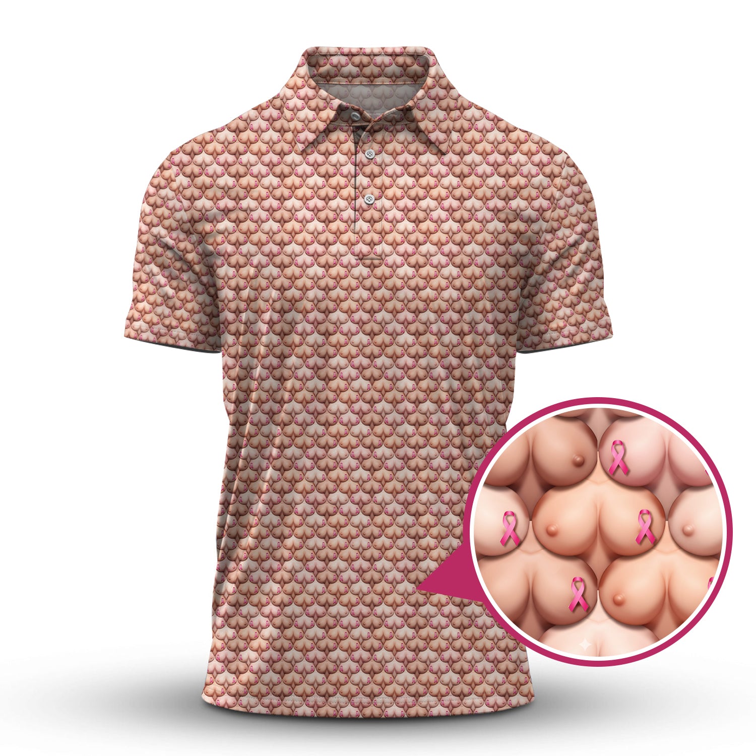Golf Pattern Shirt, Funny Breast Cancer Golf Shirt, Golf Gift For Golfer