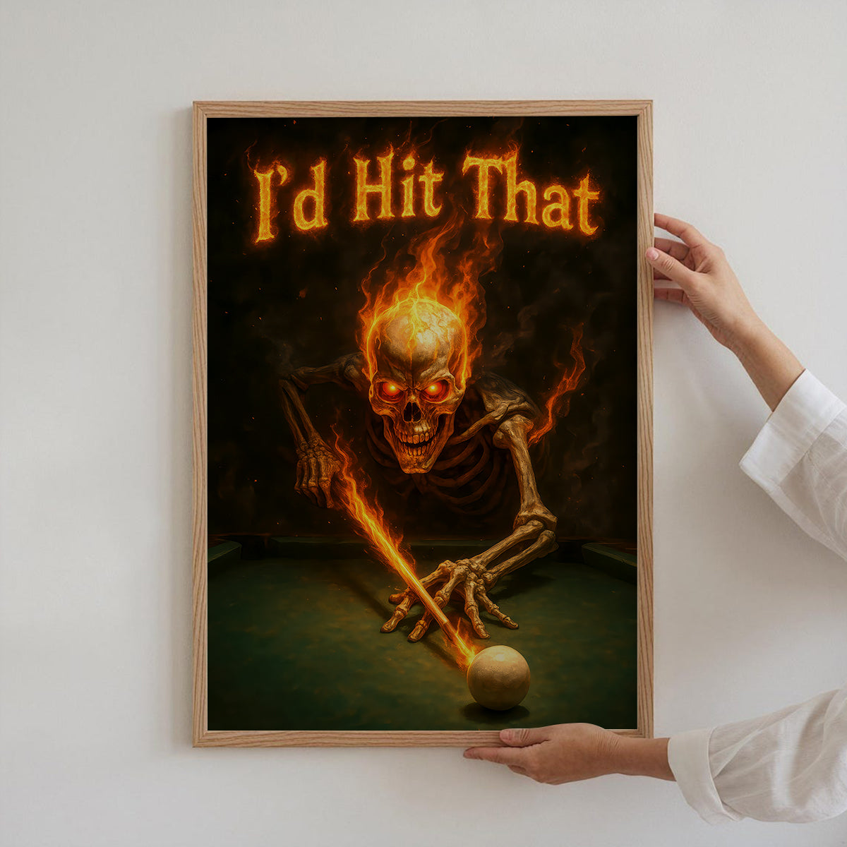Billiards Canvas Wall Art, I'd Hit That Skeleton Poster For Pool Player, Billiards Poster Decor, Gift For Pool Players Room Decor