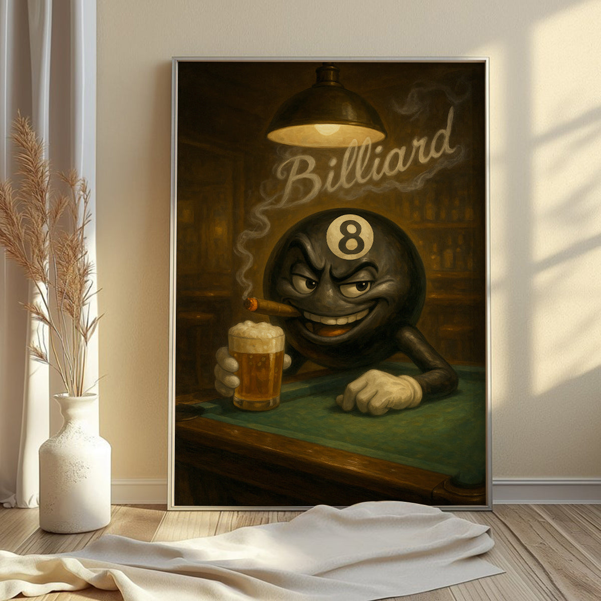 Funny Billiards Poster, 8 Ball Poster, Billiards And Beer Poster, Billiards Canvas Gift For Pool Players Room Decor