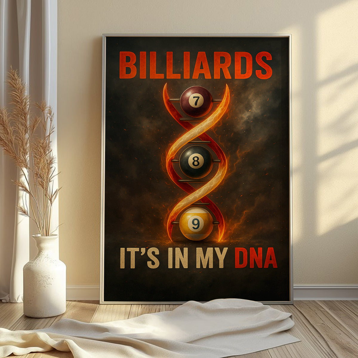 Billiards Poster, It's In My DNA Pool Wall Art, Pool Players Bar Or Game Room Decor