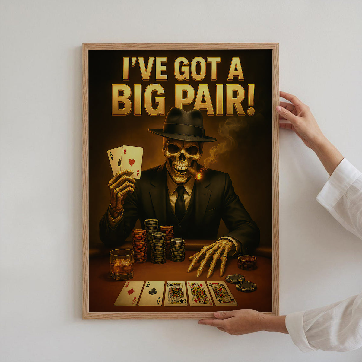 Poker Poster, I've Got a Big Pair Poker Canvas Wall Art, Poker Players Bar Or Game Room Decor