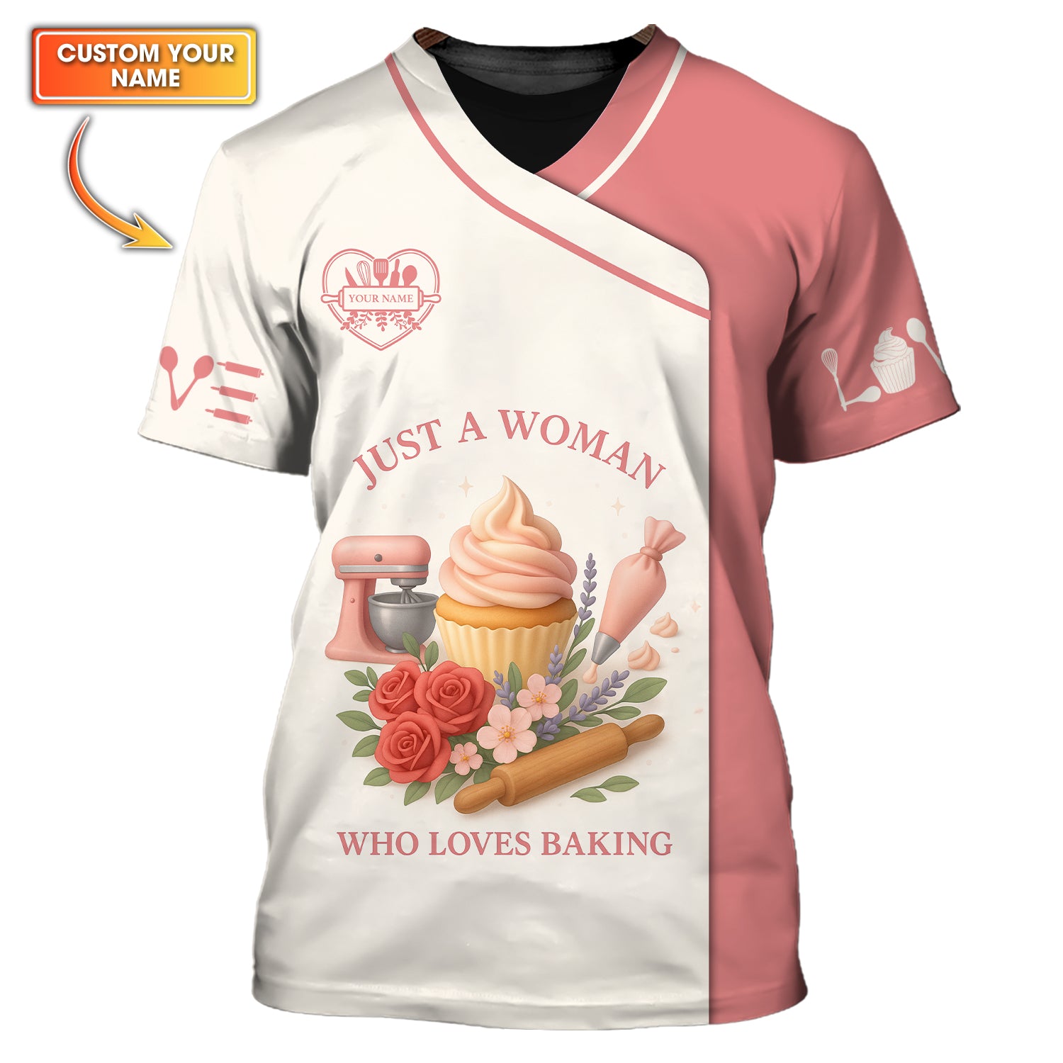 Custom Name Baker T-Shirts, Bakery Tools Shirt, Personalized Gift For Baker Lover