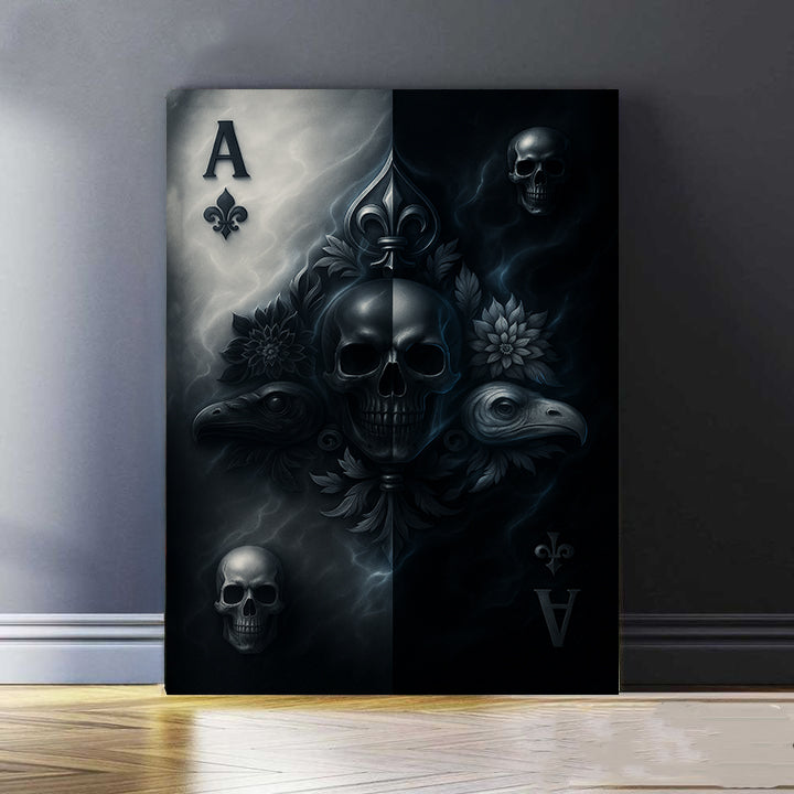 Ace Of Spades Skull Playing Card Poker Wall Art, Poker Poster For Poker Player, Poker Canvas  For Room Decor