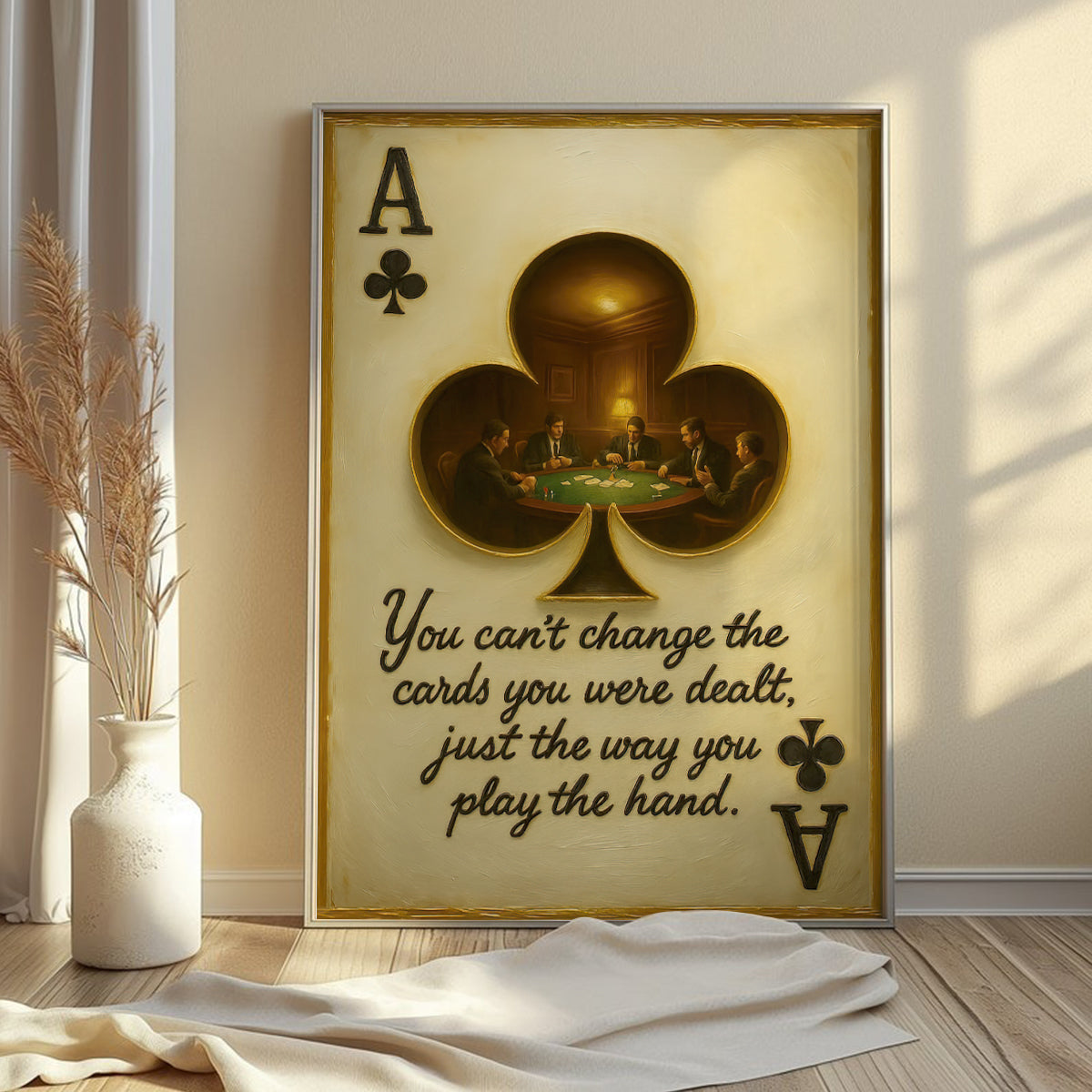 Poker Poster Wall Art, Ace of Clubs Playing Card Poster, Poker Canvas For Game Room