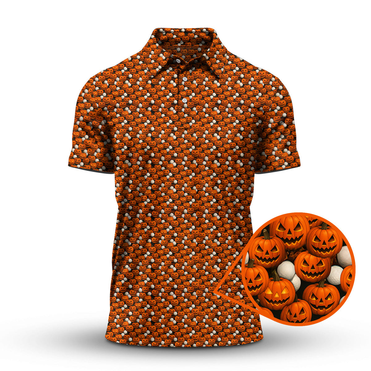 Pumpkin Pattern Golf Shirt, Halloween Golf Shirt For Golfes, Crazy Golf Shirt For Golf Lover