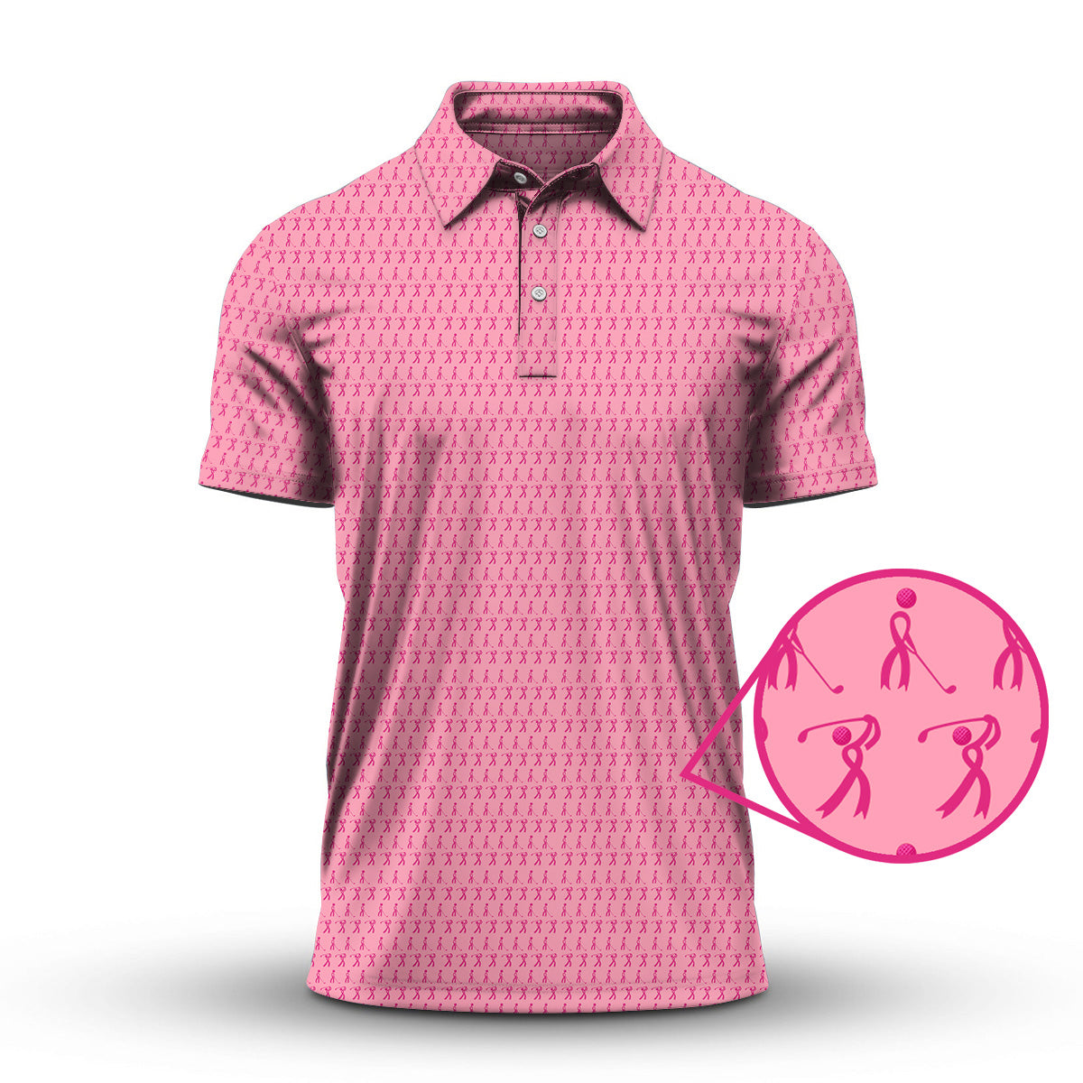 Pattern Golf Shirt, Breast Cancer Golf Shirt For Golfer, Crazy Golf Shirt For Men