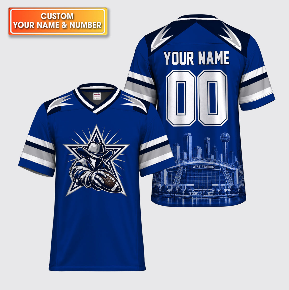 Custom Cowboy Mascot American Football Jersey - Personalized Name And Number
