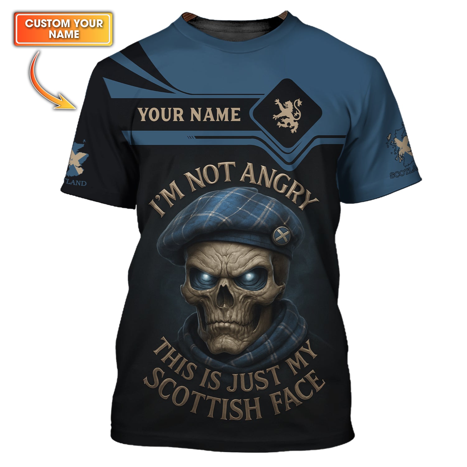 I’m Not Angry - This Is Just My Scottish Face Shirt, Custom Name Scottish Pride Shirt, Personalized Scotland Shirt
