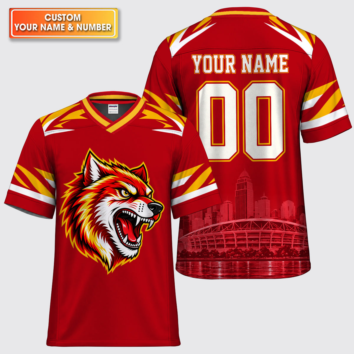 Custom Wolf Mascot American Football Jersey