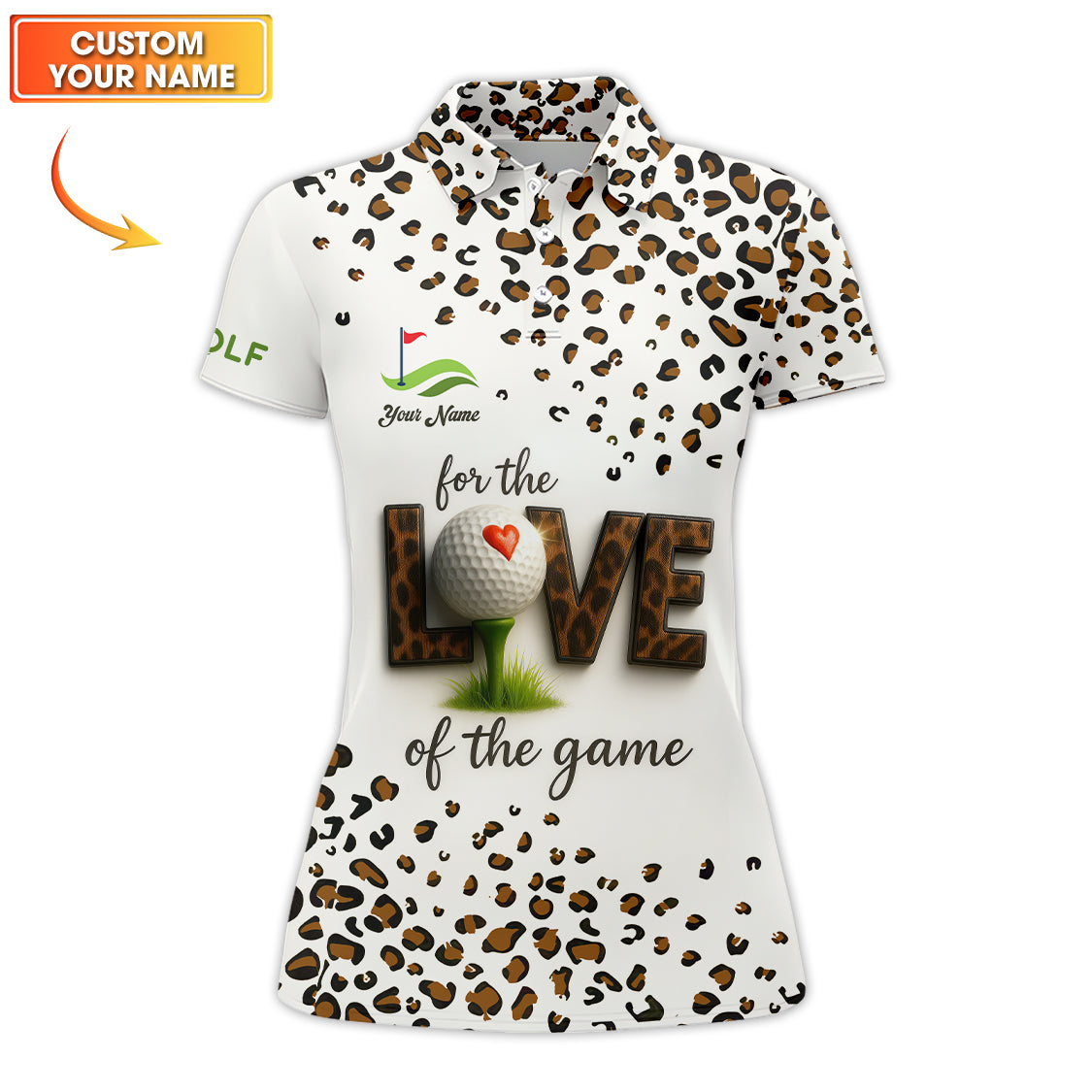 Personalized Name Funny Golf Polos, Leopard Print Golf Shirt, Golf Gift For Women’s