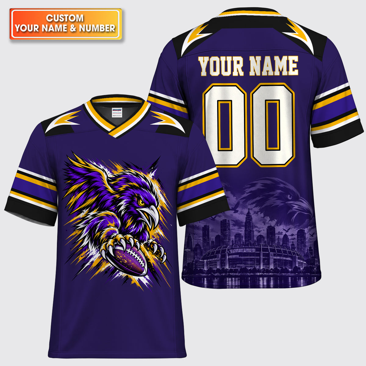Custom Raven Mascot American Football Jersey