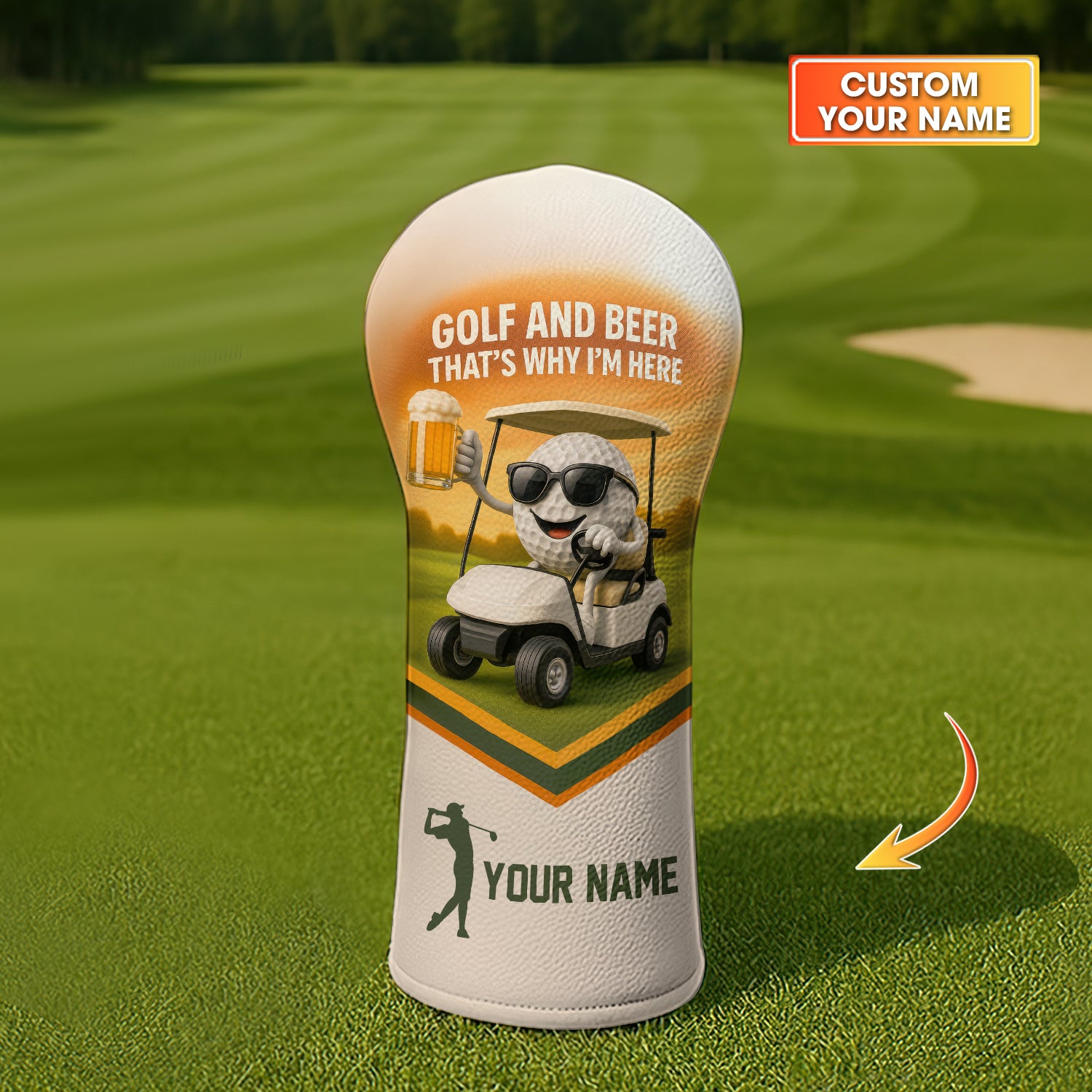 Beer Golf Head Cover, Golf And Beer That’s Why I’m Here Head Cover, Personalised Golf Head Covers Best Gift For Golfers