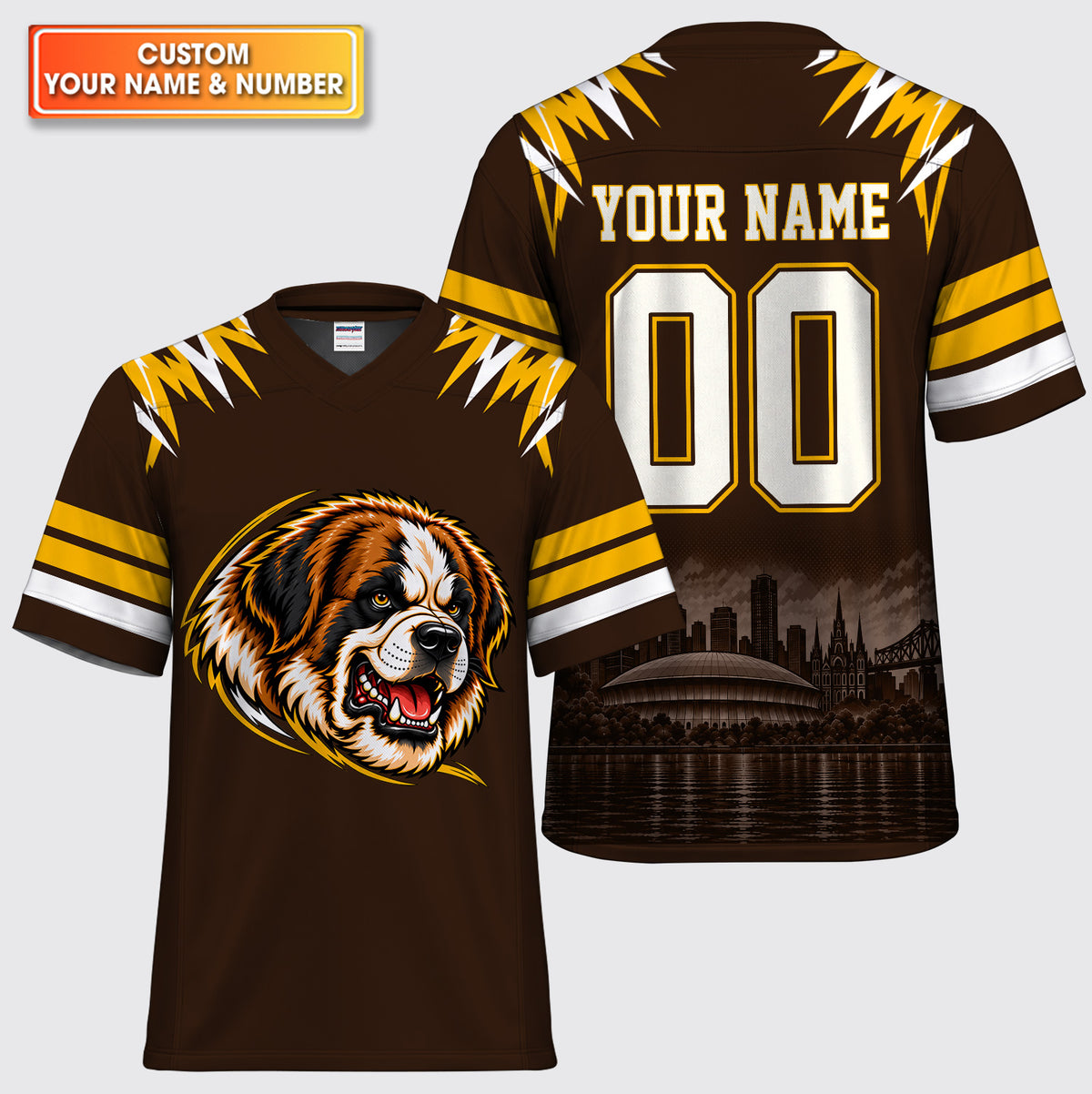 Custom Saint Bernard Mascot American Football Jersey