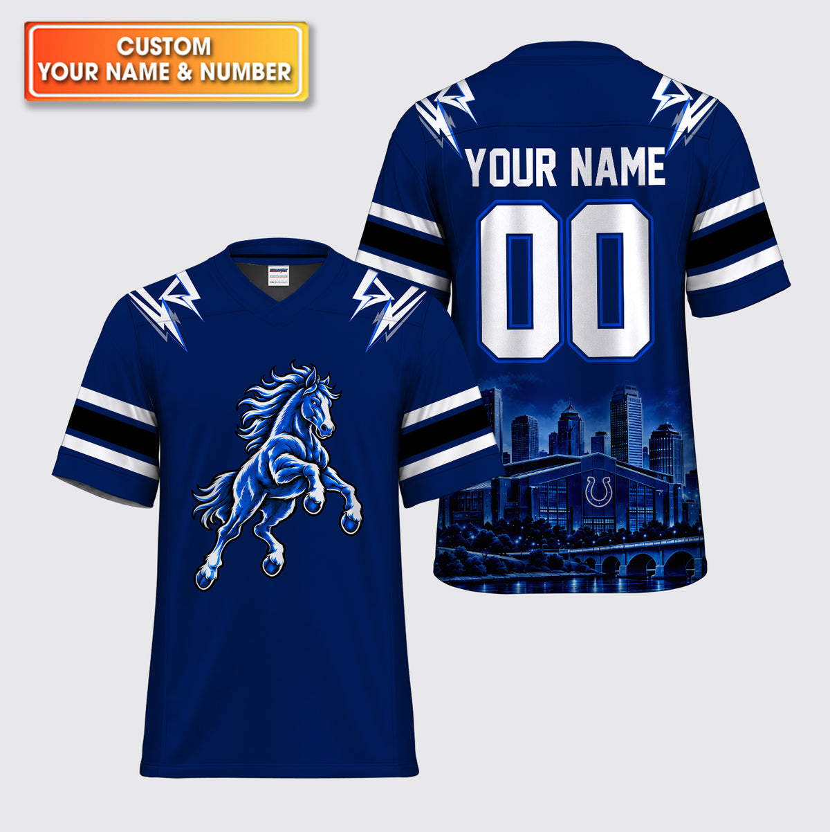 Custom Stallion Mascot American Football Jersey - Personalized Name And Number