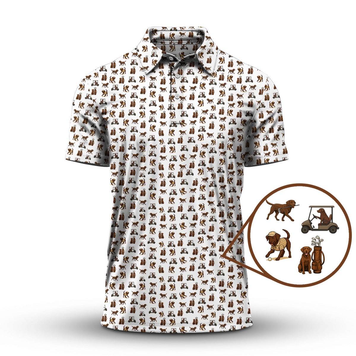 Golf Pattern Shirt, Labrador Golf Shirt For Golfer, Crazy Dog Golf Shirt For Men