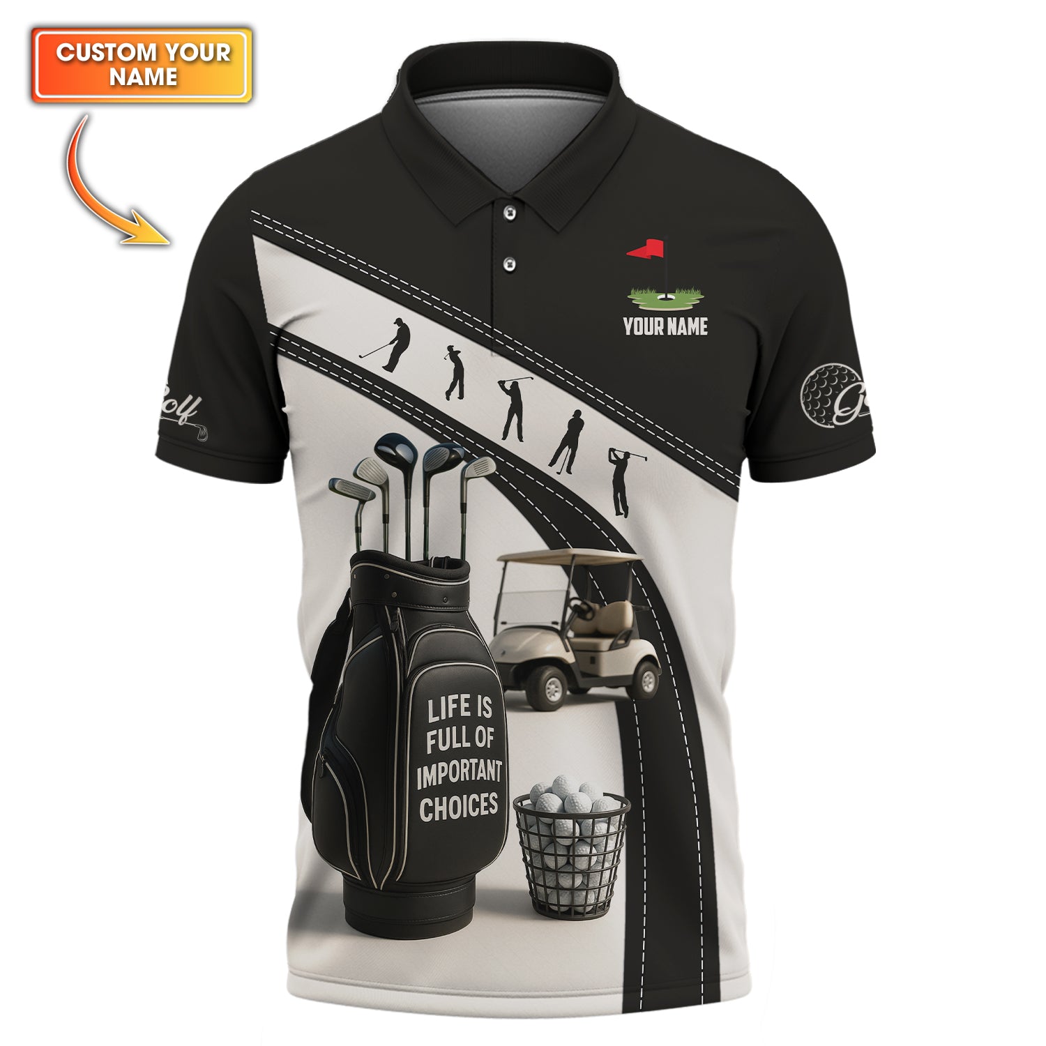 Personalized Life's Full of Important Choices Golf Shirts, Funny Golf Polos, Golf Gift For Golfers