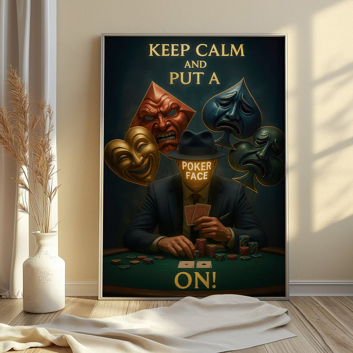 Keep Calm And Put A On Wall Art Room Decor, Poker Poster, Poker Canvas For Gamble