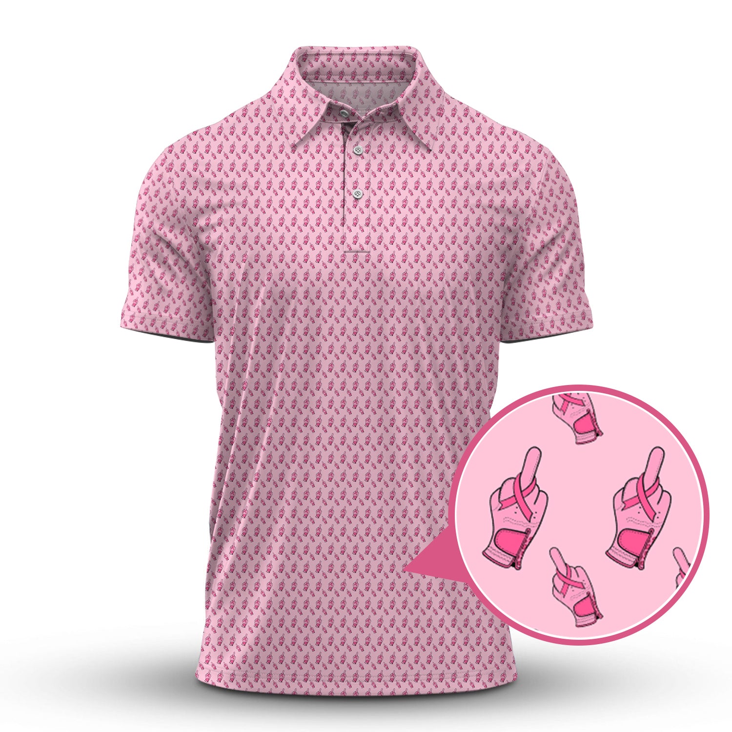 Funny Pattern Golf Shirt, Pink Golf Shirt For Women, Breast Cancer Golf Shirt For Golfer
