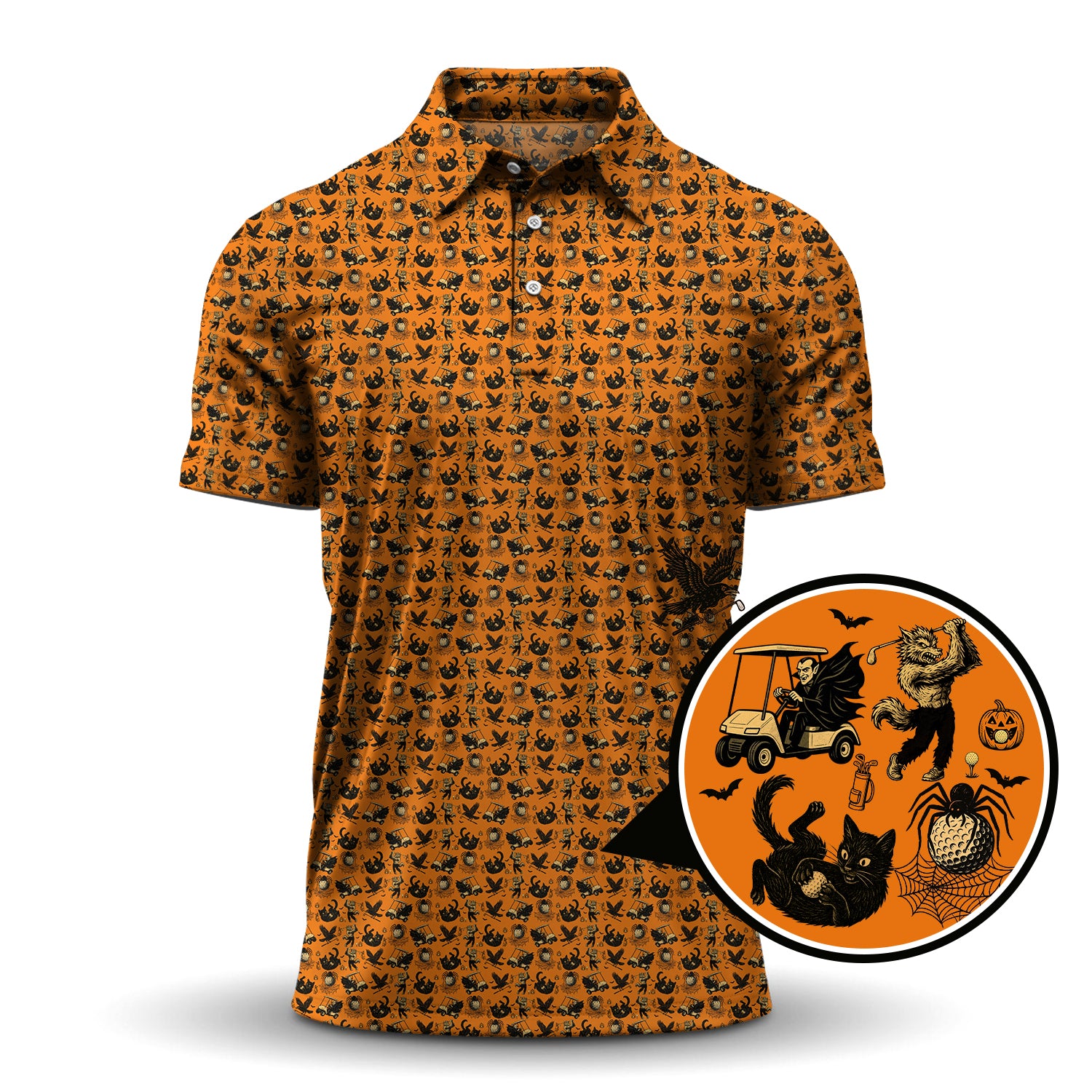 Funny Pattern Golf Shirt, Halloween Golf Shirt For Golfer, Golf Gift For Men