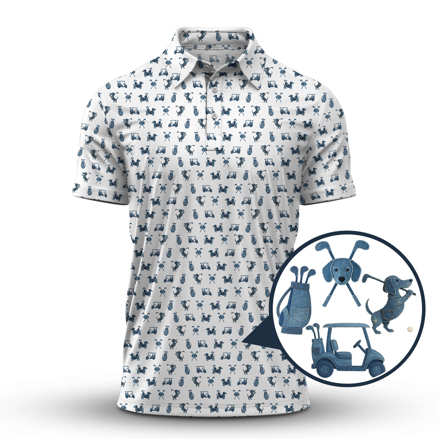 Dachshund Golf Shirt For Golfer, Funny Pattern Golf Shirt, Dog Golf Shirt, Golf Gift For Men