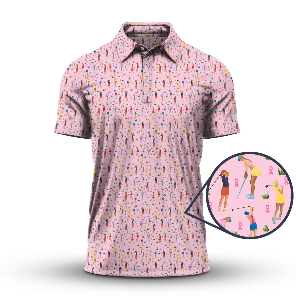 Breast Cancer Golf Shirt, Funny Pattern Golf Shirt, Golf Gift For Golfer