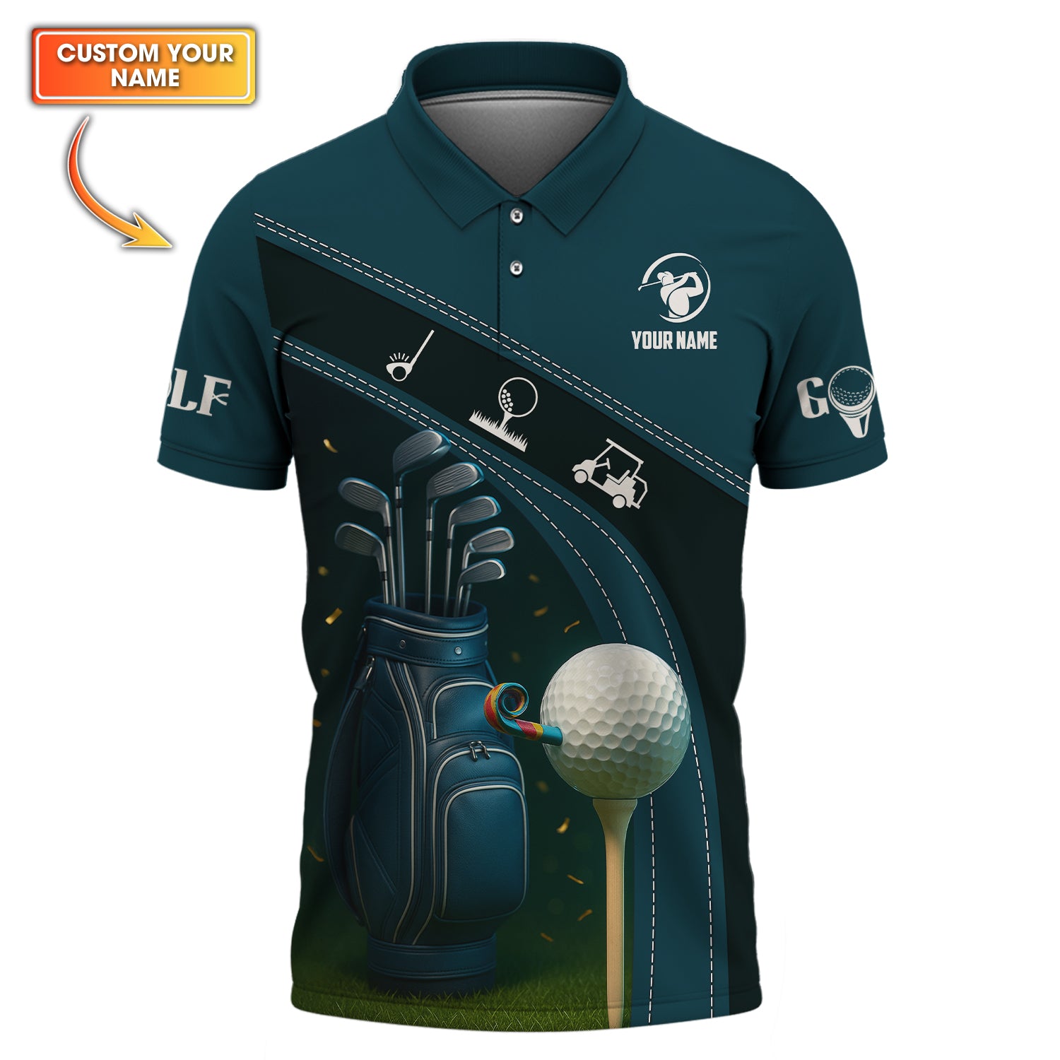 Let’s Par Tee Men’s Golf Shirt, Funny Golf Shirts, Custom Name Golf Polo