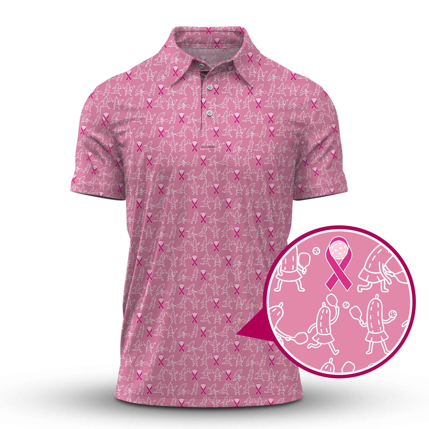 Breast Cancer Pattern Shirt, Women's Pickleball Shirt, Pink Shirt For Pickleball Players