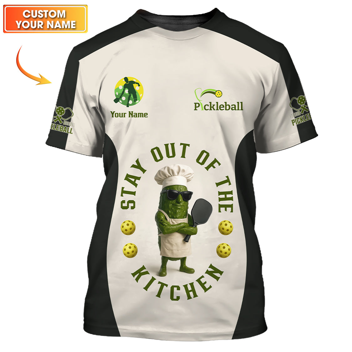 Stay Out of the Kitchen Pickleball Shirt, Funny Pickleball Shirts For Players, Custom Name Pickleball Polos