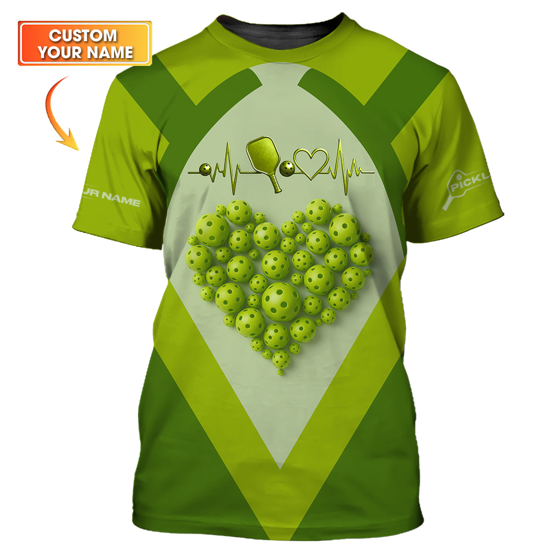 Pickleball Heart Shirt, Custom Name Pickleball Shirts For Men's, Gift For Pickleballs Lover