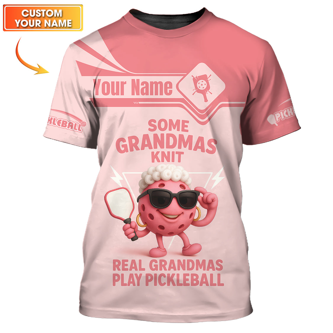 Funny Grandma Pickleball Shirt, “Real Grandmas Play Pickleball” Custom Name Shirts, Gift For Pickleball Lovers