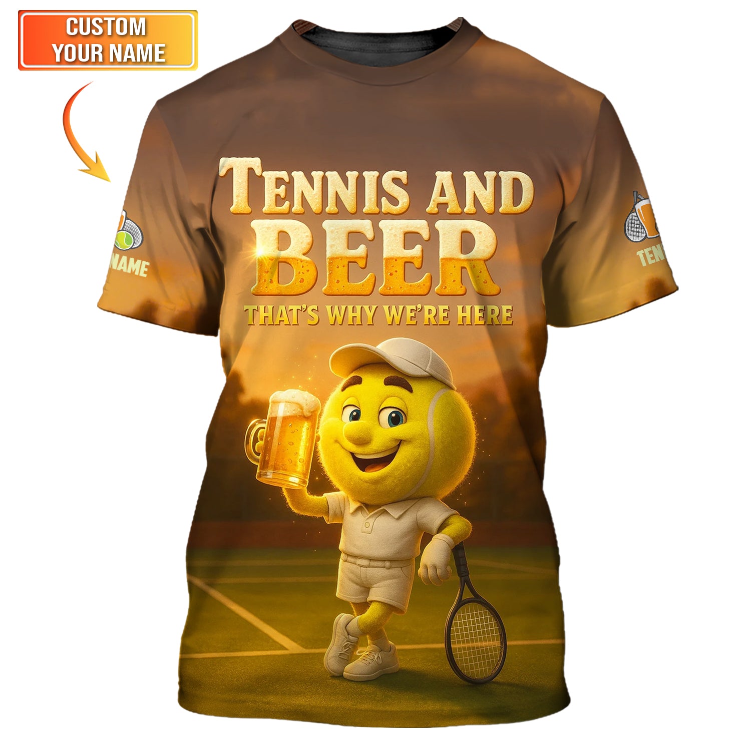 Tennis and Beer That Why I'm Here T Shirt, Sunset Tennis Court Design
