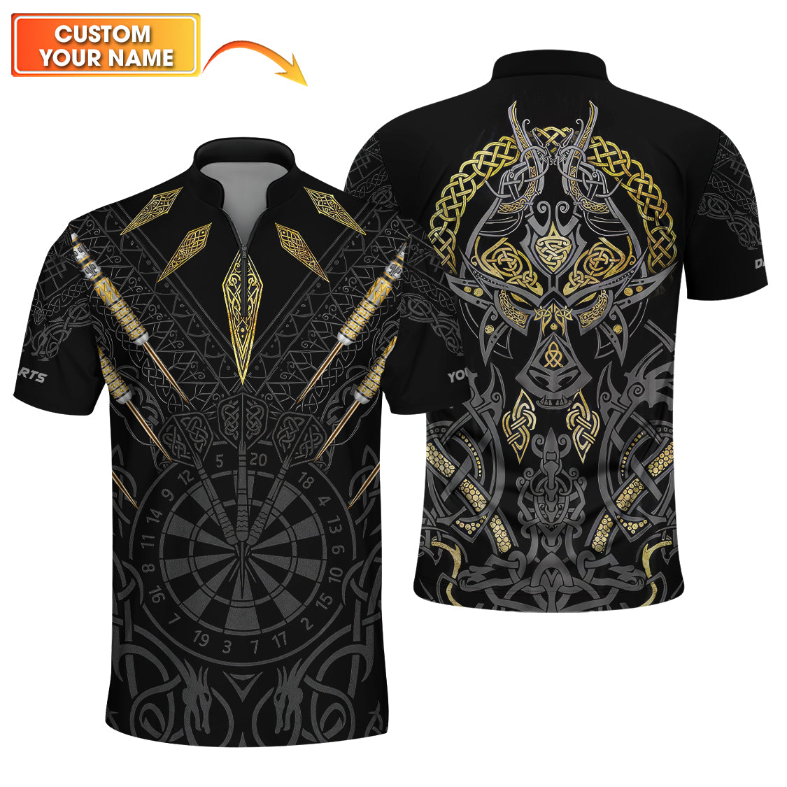 Viking Wolf Darts Jersey, Custom Name Dart Shirt for Men, Gift For Dart Players