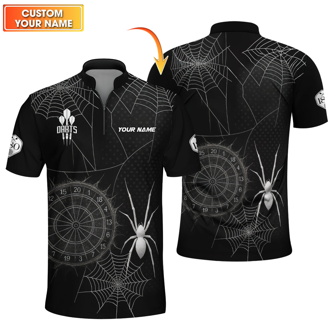 Custom Name Dart Jerseys For Players, Dartboard Shirt for Dart Lovers, Spider Web Darts Shirts