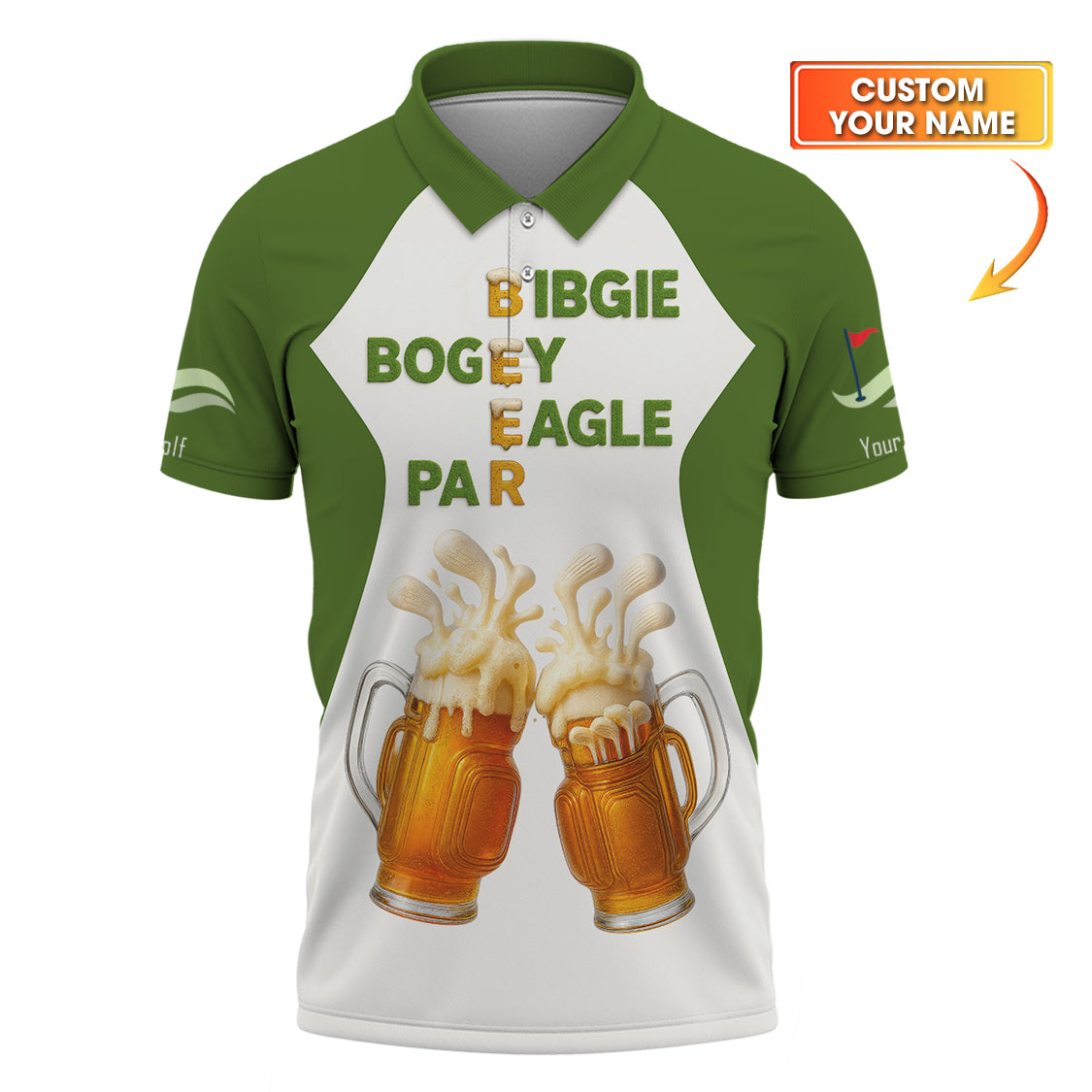 Golf And Beer Shirt, Custom Golf Polos For Men, Funny Golf Shirts For Beer Lovers