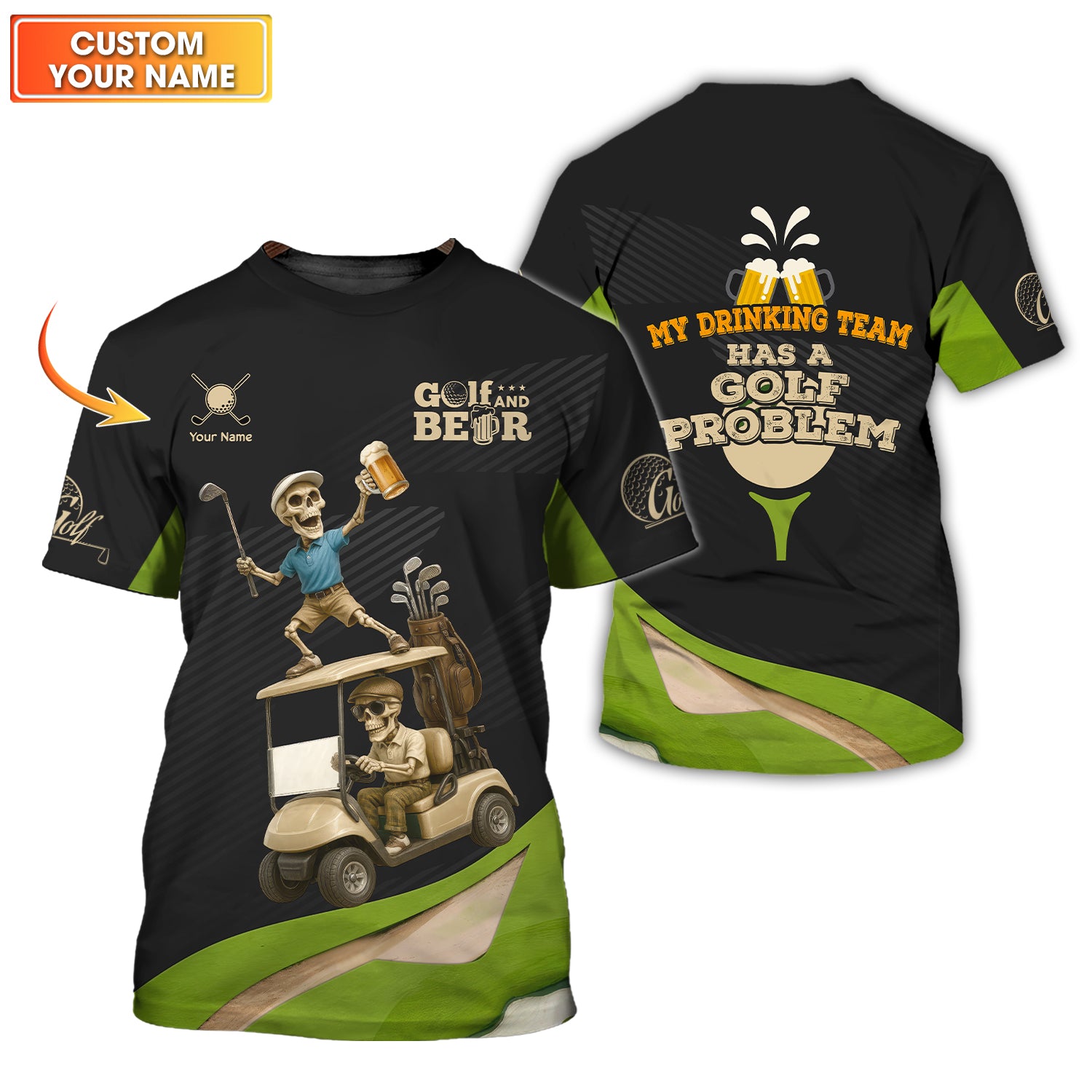 Golf And Beer Custom Polo Shirts Grim Reaper, Team Golf Polos, Golf Gifts For Men