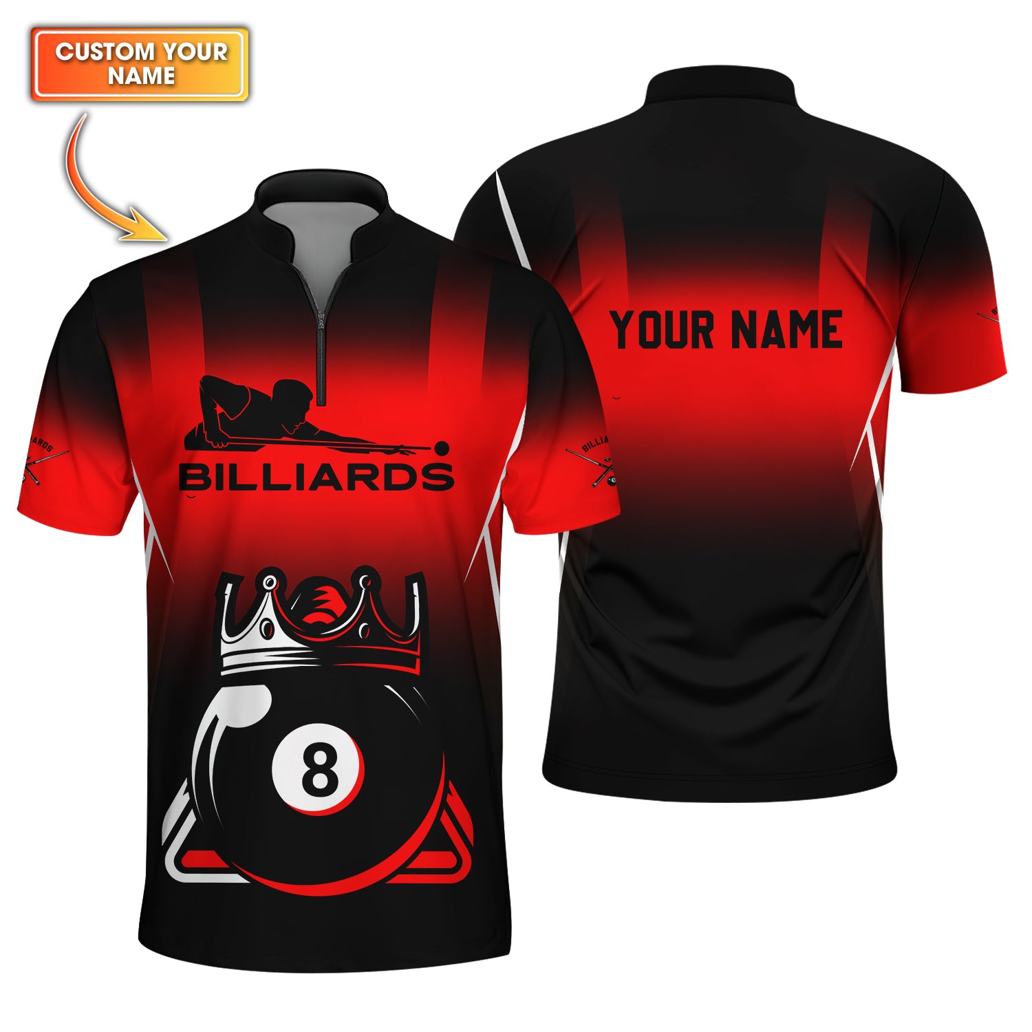 Personalized King 8 Ball Billiards Jersey, Custom Billiard Shirt, Funny Billiard Shirts For Pool Players