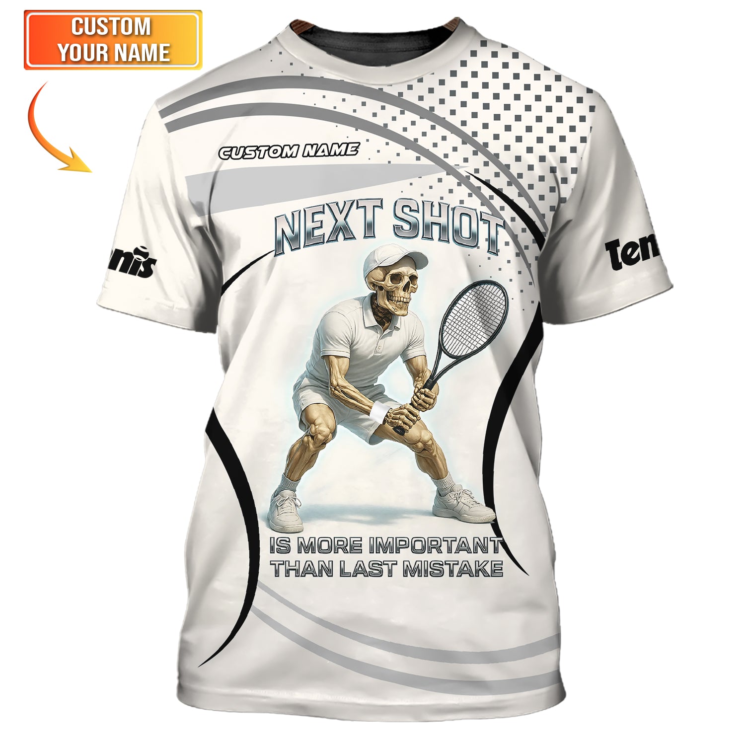 Next Shot Skull Tennis Polo Shirts, Custom Men Tennis Shirts, Gifts for Tennis Lovers