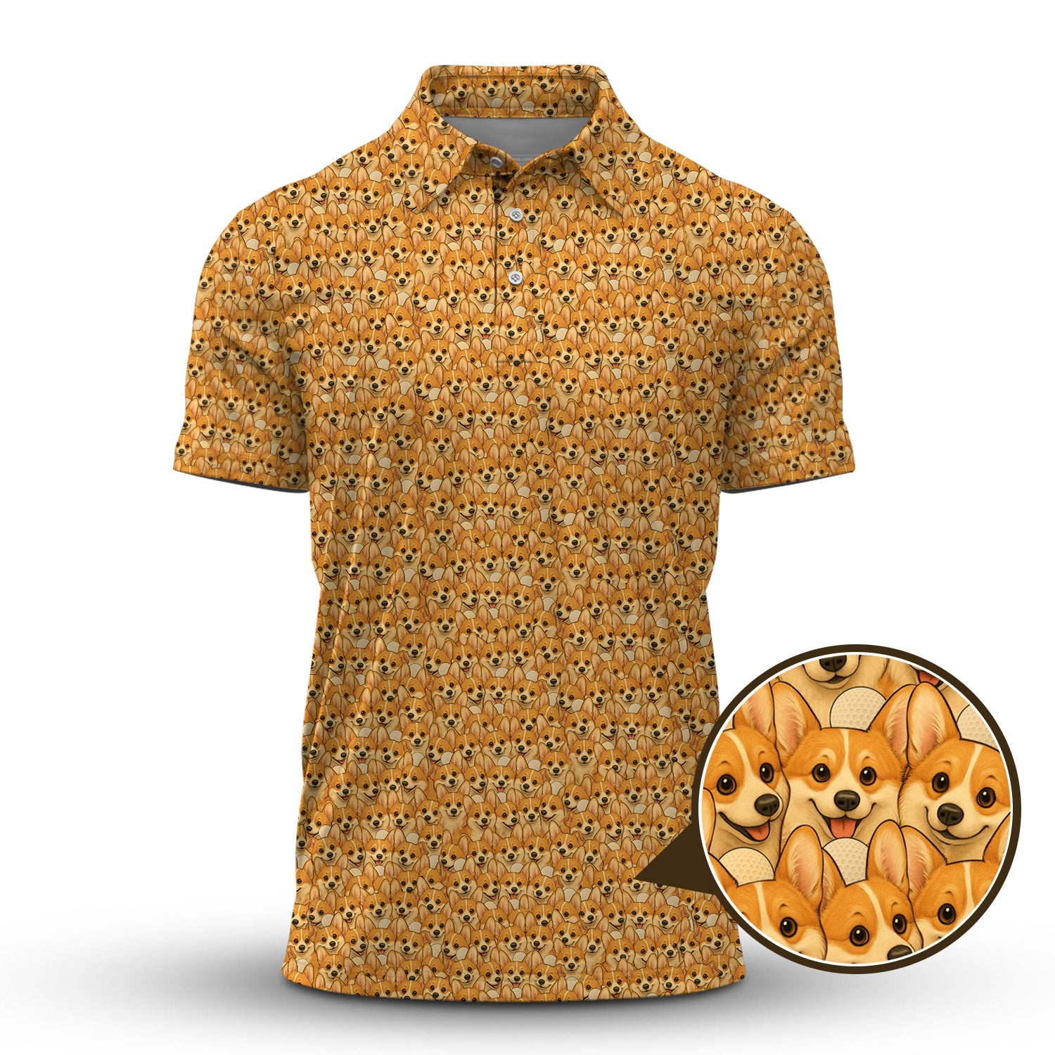 Corgi Dog Pattern Golf Shirt, Funny Corgi Golf Shirt For Dog Lovers, Golf Gift For Men's