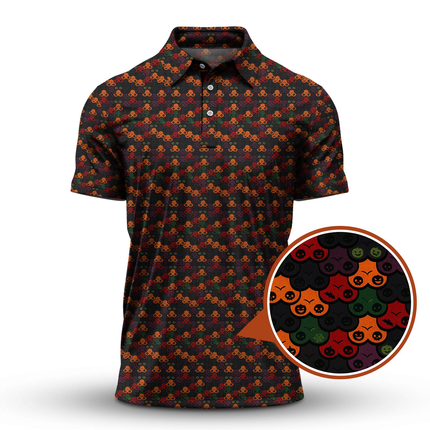 Funny Pattern Golf Shirt, Halloween Golf Shirt With Pumpkin, Crazy Golf Shirt For Golfer