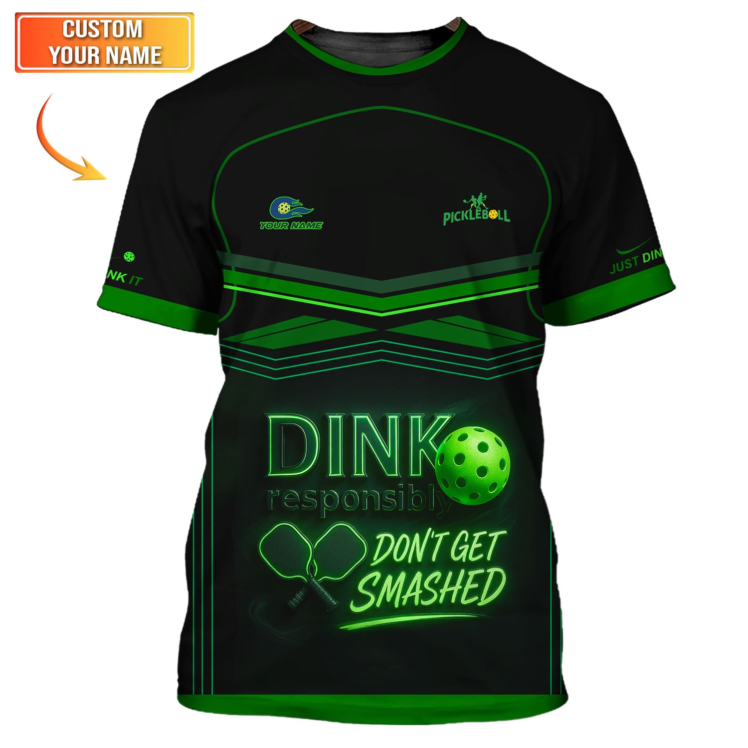 Funny Pickleball Shirt, Custom Name Pickleball Jersey, Dink Responsibly Pickleball Shirts