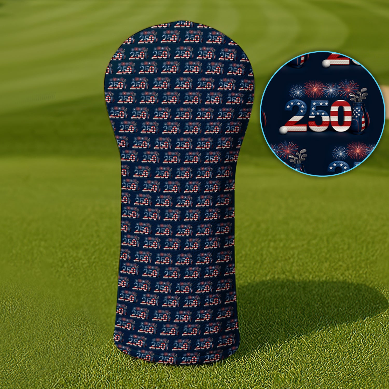 USA 250 Anniversary Patriotic Seamless Pattern Golf Headcovers For Men, Crazy Golf Head Cover, Golf Gift For Men