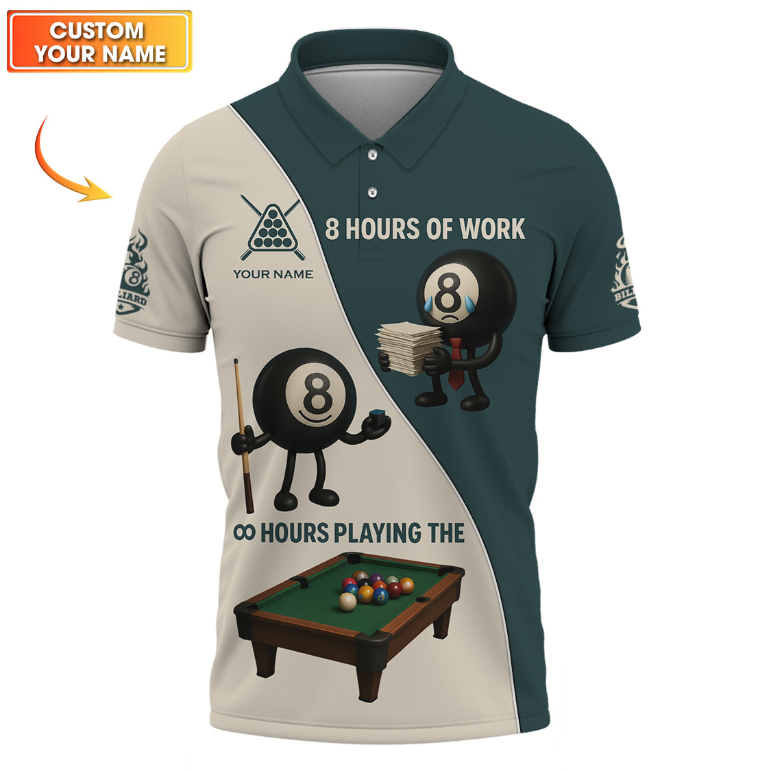 Billiards Shirts For Men, Custom Name Billiards Jersey, Funny Billiards Shirt