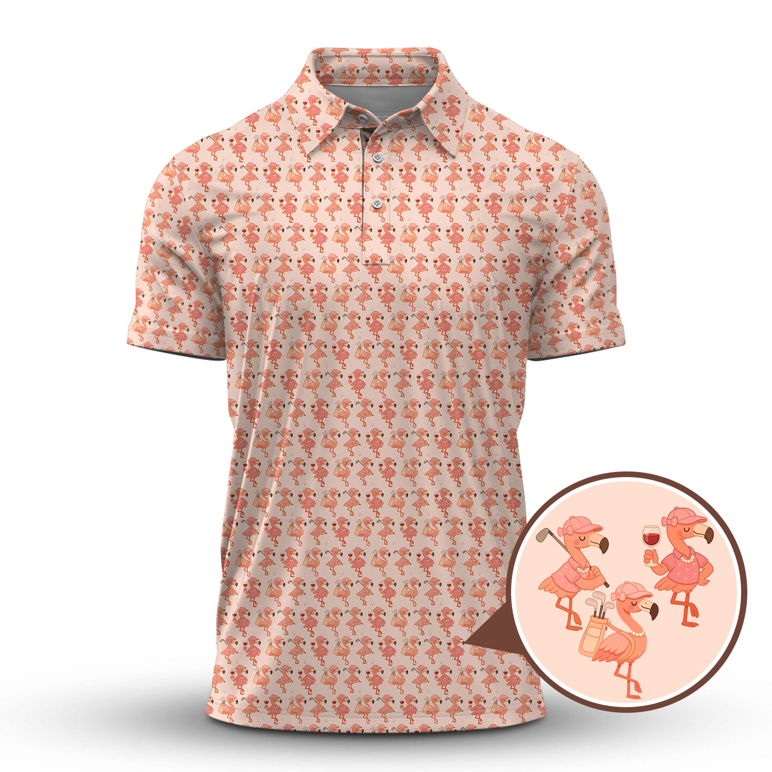Flamingo Pattern Golf Shirt, Funny Ladies Golf Shirts, Flamingo Golf Polos for Women