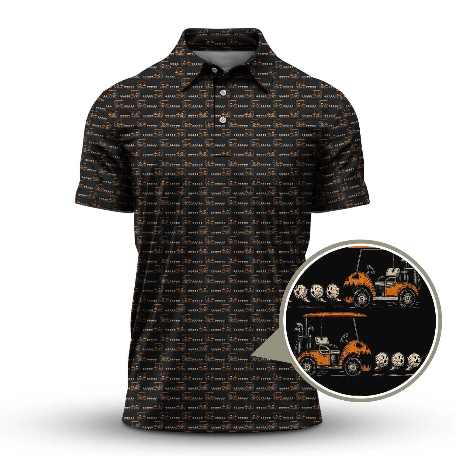 Crazy Pattern Golf Shirt, Halloween Golf Shirt For Golfer, Funny Golf Shirt For Men