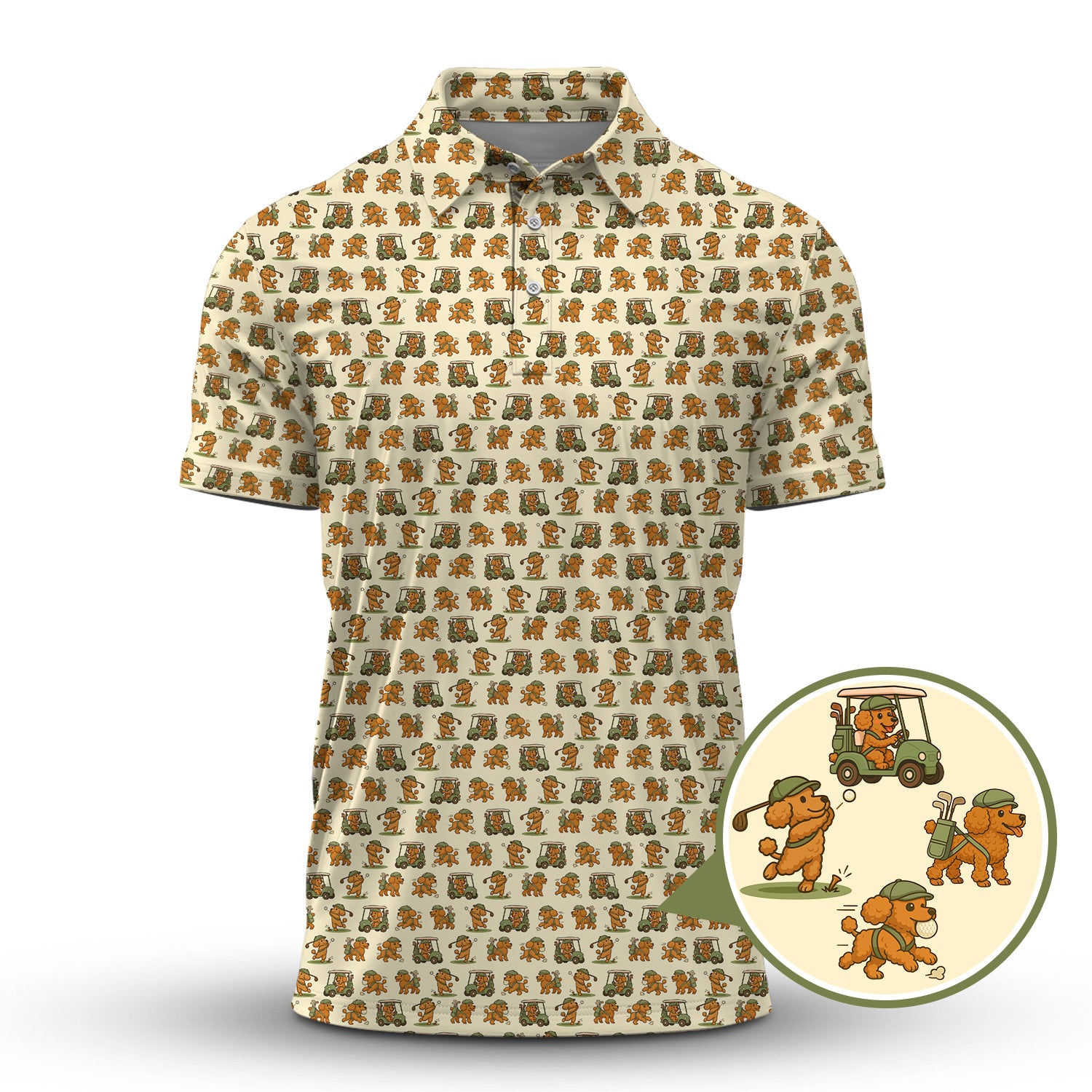 Poodle Golf Shirts For Dog Loving Golfers, Poodle Pattern Golf Shirt, Golf Gift For Golfers
